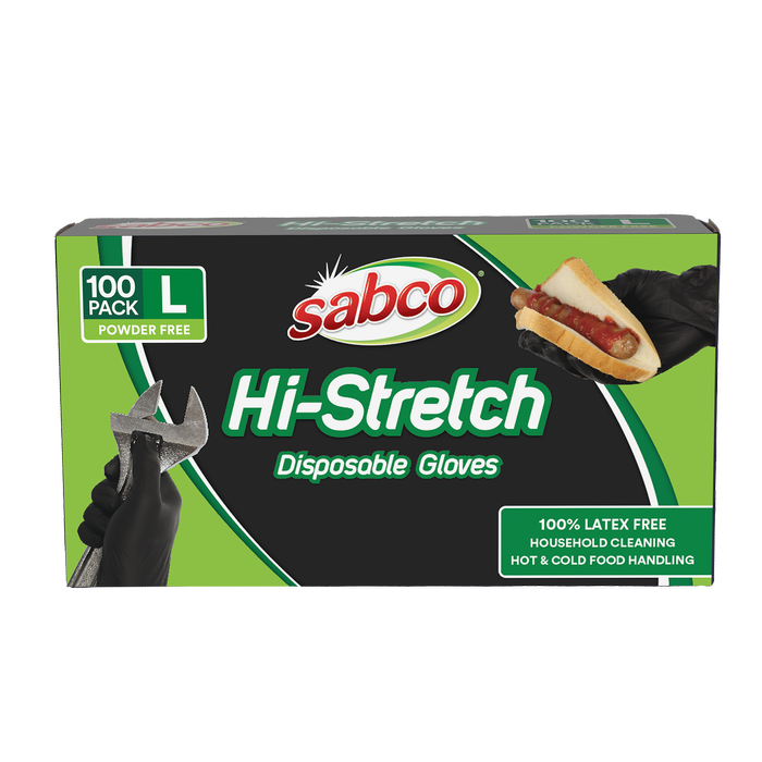 SABCO Hi-Stretch Black Gloves 100pk - Large