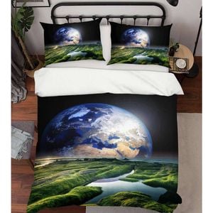 3D Blue Earth Mountains 31 Bed Pillowcases Quilt King Size