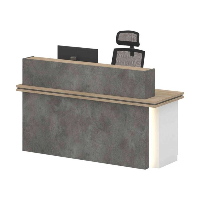 Modern Furniture JARIN  Reception Desk Right Panel - Carbon Grey & White Colour