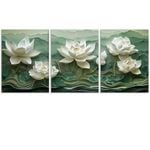 3pcs White for Lotus Flower Design Print 100% Australian Made 3 x 40x60cm (Metal Print)