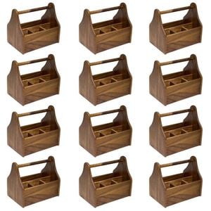 Moda Artisan Acacia Wood Cutlery Caddy Set Of 12