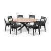 Tuscany Round 1.8m Outdoor Aluminium And Teak Dining Table Charcoal With 8 Capri Chairs & Denim Grey Cushions