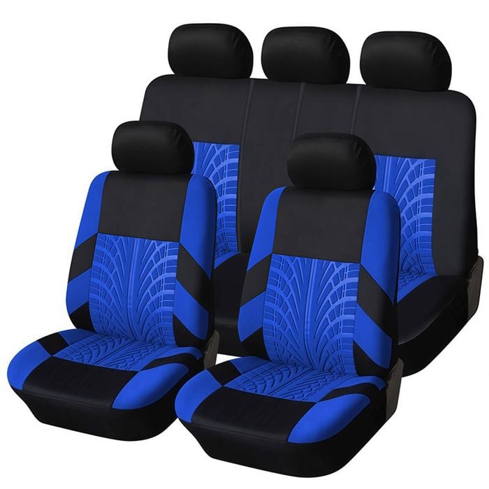 Catzon Car Seat Covers Full Set Universal Airbag Compatible Protector-Blue