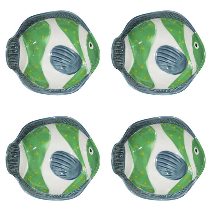 4PK LVD Oscar Ceramic 13cm Fish Dip/Sauce Bowl Round - Green