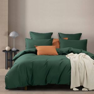 Gioia Casa 100% Cotton Vintage Washed Bed Quilt Cover Set - Forest Green - Single Size