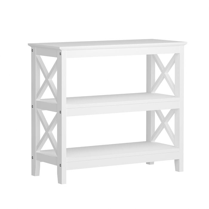 Oikiture Hall Console Table Two Open Shelves White