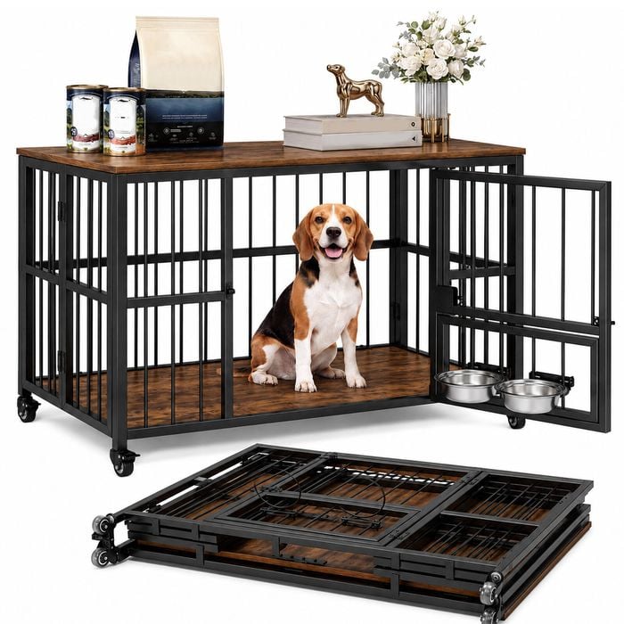 Advwin Foldable Dog Cage Dog Crate Furniture Heavy Duty Dog Kennel