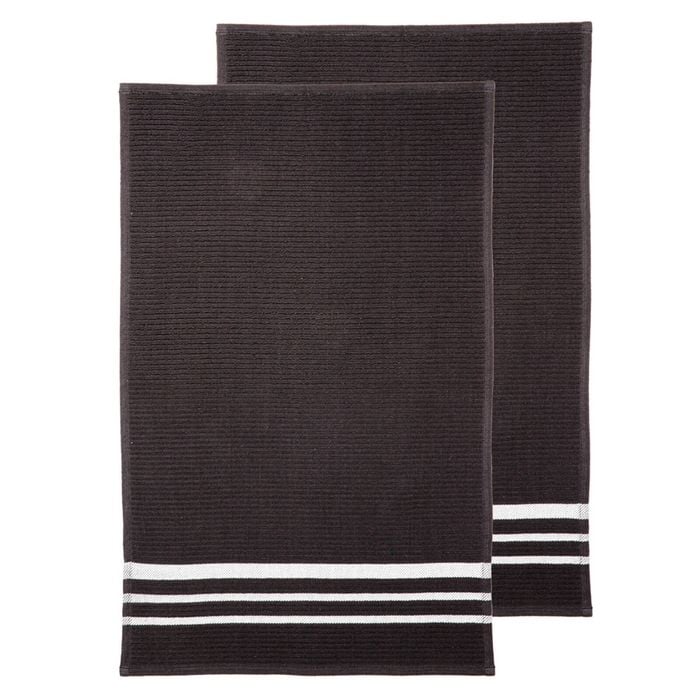 2PK Ladelle Terry Cotton 45x70cm Kitchen Towel Cleaning Dish Drying Cloth Black