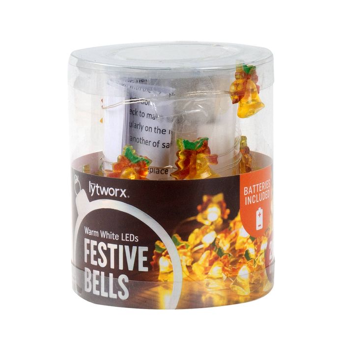 Lytworx Warm White Battery Festive Bells Lights - 20 Pack