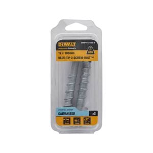 DeWALT 12 x 100mm Blue Tip Galvanised Hex Screw Bolt - 2 Pack