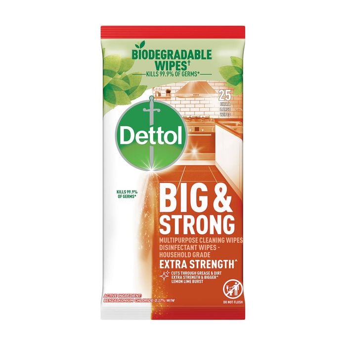 Dettol Big And Strong Extra Strength Antibacterial Multipurpose Cleansing Wipes - 25 Pack