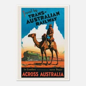 Galrie Trans Australian Railway Vintage Poster Outback Adventure Art, Poster Only, A0 84 x 119cm (33 X 47inch)