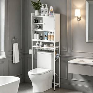 Ufurniture 5-Tier Over Toilet Storage Shelf Bathroom Organizer Cabinet Freestanding Laundry Shelf White