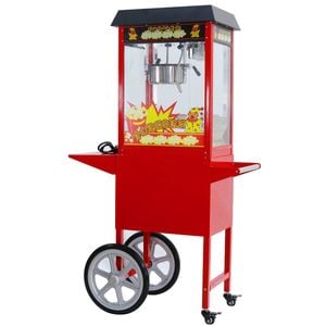 8Oz Popcorn Machine Maker on the wheeled Cart Deck Warmer Popcorn Machine
