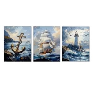 3pcs Marine Nautical Lighthouse Ship Print 100% Australian Made 3 x 40x60cm (Metal Print)