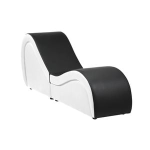 Oikiture Sofa Couch S-shaped Seat Chaise Lounge Yoga Bed Black&White