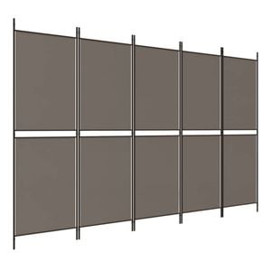 vidaXL 5-Panel Room Divider Anthracite Fabric Privacy Screen Separator Folding