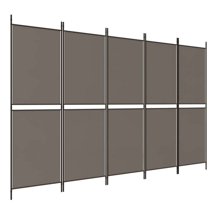vidaXL 5-Panel Room Divider Anthracite Fabric Privacy Screen Separator Folding