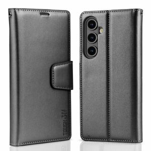Tough On for Samsung Galaxy S24 FE Flip Wallet Leather Case Black