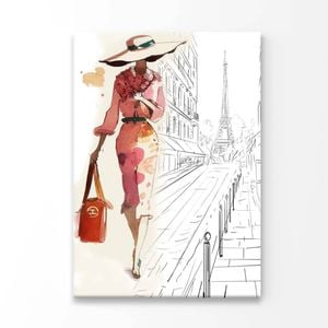 Fashion Girl with Red Bag Print 100% Australian Made 60x90cm (Stretched Canvas)