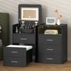 Alfordson 2x Dressing Table Stool Bedside Table Black