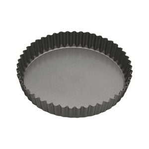 Mastercraft 23cm Heavy Loose Base Non-Stick Round Flan Quiche Pan - Black