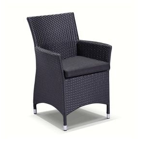 Bay Gallery Furnitire Roman Dining Arm Chair Charcoal & Denim Grey Cushions