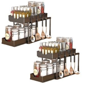 Catzon 2 Pcs Under Counter Storage Organizers with Hooks and Drawers