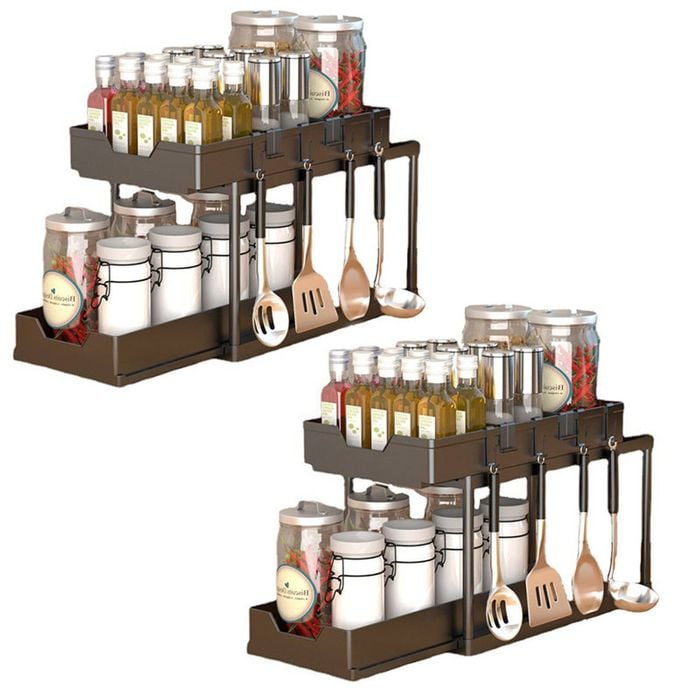 Catzon 2 Pcs Under Counter Storage Organizers with Hooks and Drawers