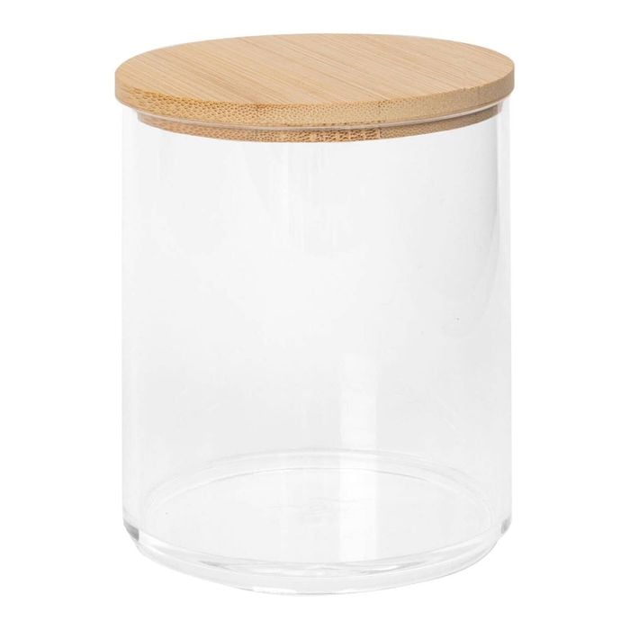 Harbour Housewares Reusable Plastic Bathroom Canister with Bamboo Lid