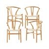 Anemone  Set of 4 Wishbone Dining Chair Beech Timber Replica Hans Wenger Natural