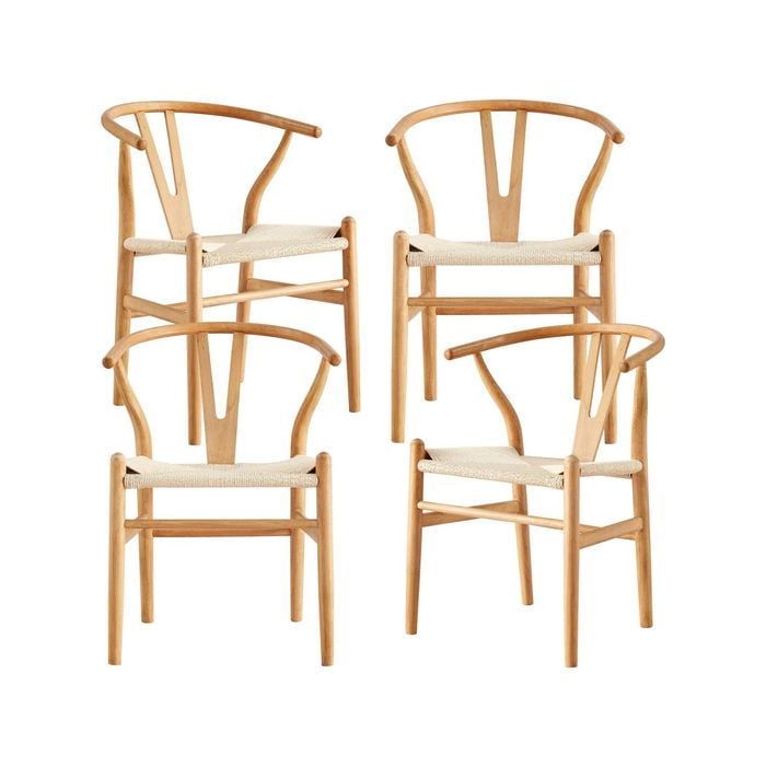 Anemone  Set of 4 Wishbone Dining Chair Beech Timber Replica Hans Wenger Natural