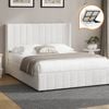 Oikiture Bed Frame Gas Lift Base Queen Size Boucle Fabric