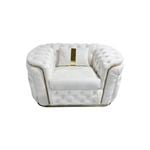 Elegant 1 Seater Sofa Plush Velvet Fabric in Beige Colour