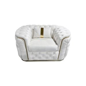 Elegant 1 Seater Sofa Plush Velvet Fabric in Beige Colour