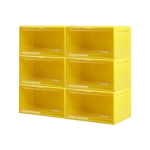 Stacked Shoe Storage Box Sneaker Display Case Yellow 6PCS