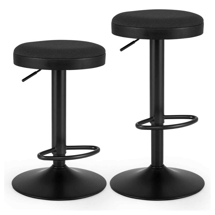 Costway 2x Bar Stool Counter Chair Height Adjust Swivel Non-slip-Black