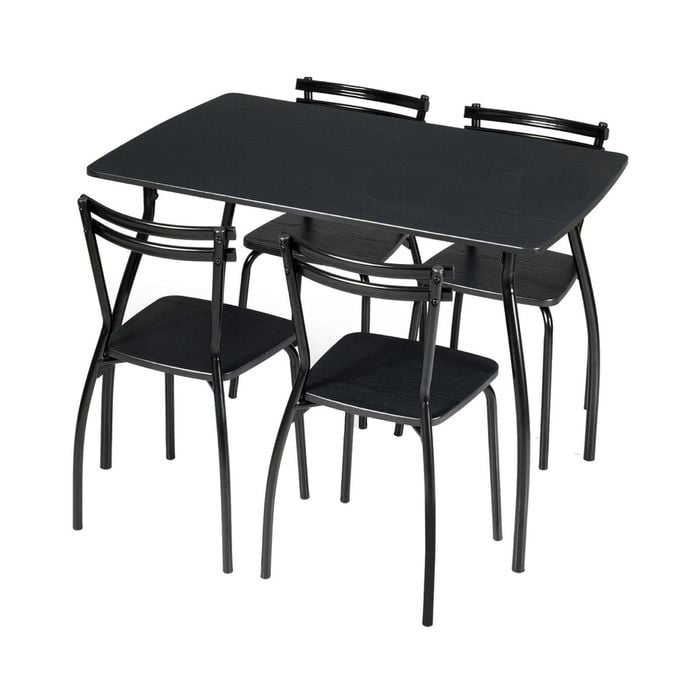 Costway 5pcs Modern Dining Table and Chairs Set Black MDF