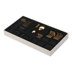 Cadence & Co Hemingway Cutlery And Chopstick Set 30 Piece Matte Black/gold