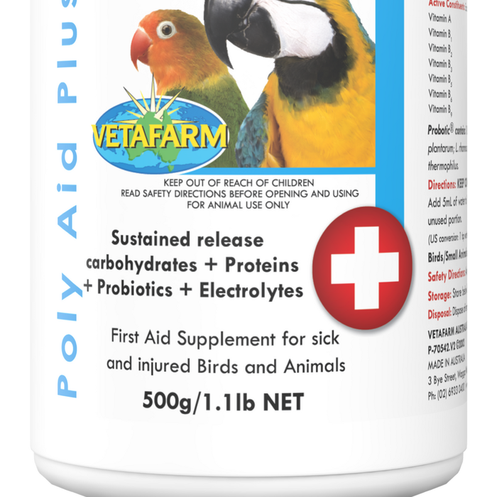 Vetafarm Poly-Aid Plus Supplement for Sick & Injured Birds & Animals 500g
