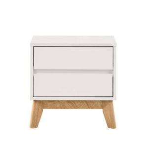 Design Square Audrey Wooden Nightstand Bedside Table 2-Drawers White