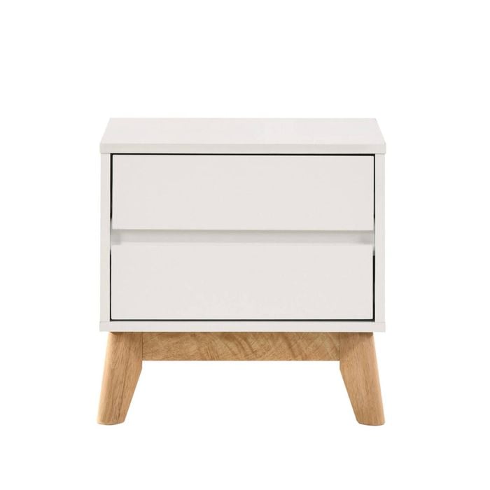 Design Square Audrey Wooden Nightstand Bedside Table 2-Drawers White