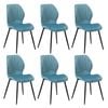 Oikiture Set of 6 Dining Chairs Upholstered Velvet Blue