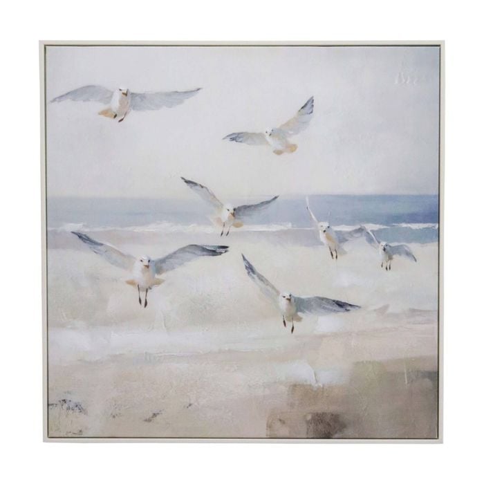 Lvd Hand-finished Wood Framed Canvas Seagulls Print Home Decor 80x80cm
