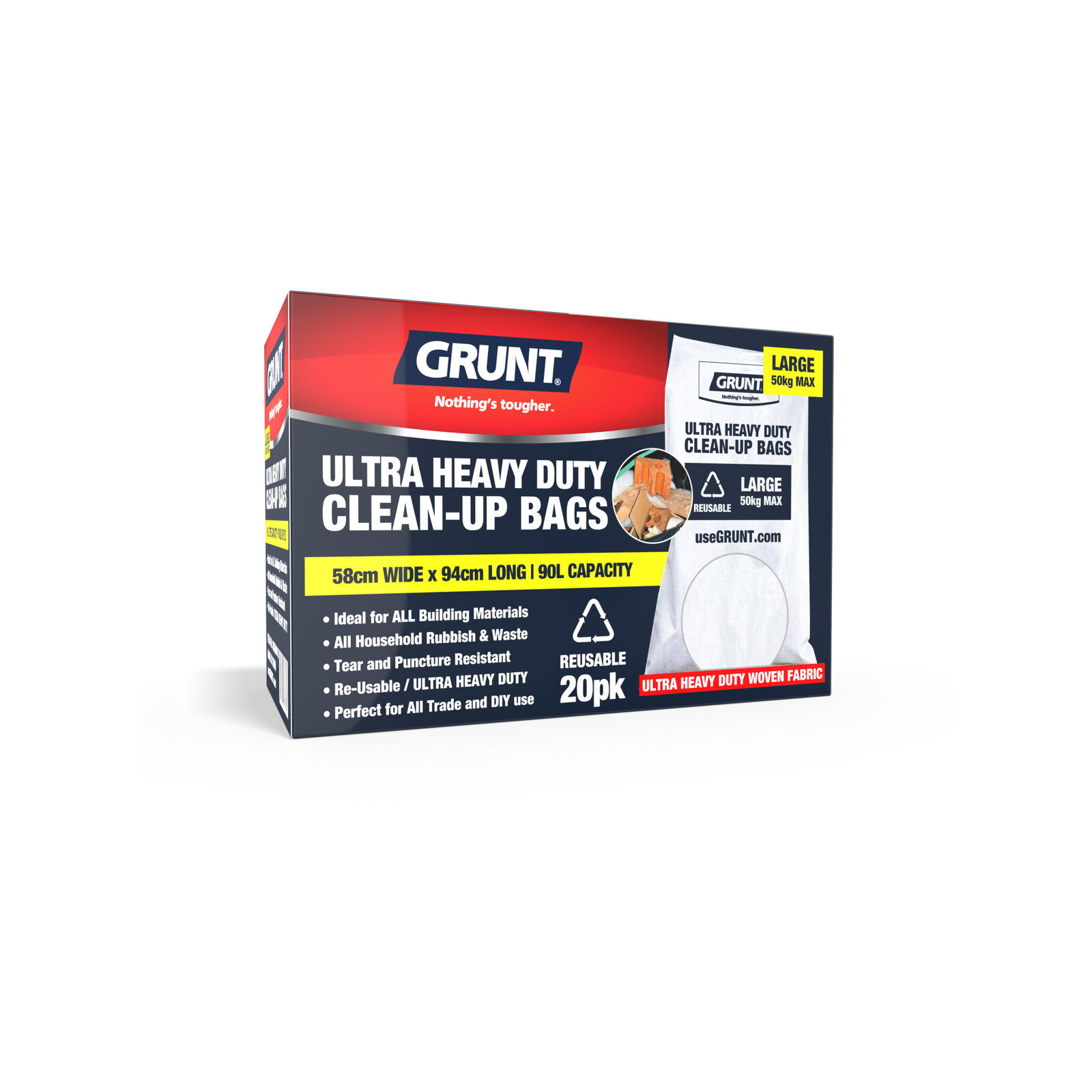 Grunt 158L Extra Large Heavy Duty Clean Up Bags - 24 Pack