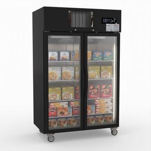 Thermaster Double Glass Door Black Stainless Steel Upright Freezer  - Display Freezers (sufg1000b)