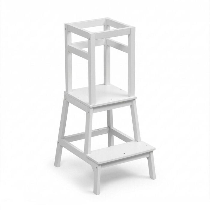 Nubicasa Kitchen Step Stool for 18+ Months, Learning Tower w/ Safety Rail White