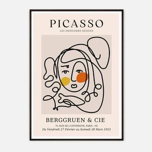 Galrie Picasso Les Dejeuners Dessins Art Print -Iconic Berggruen Exhibition Masterpiece, Black Frame, A1 60 x 84cm (23 x 33inch)