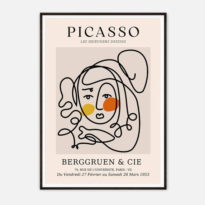 Galrie Picasso Les Dejeuners Dessins Art Print -Iconic Berggruen Exhibition Masterpiece, Black Frame, A1 60 x 84cm (23 x 33inch)