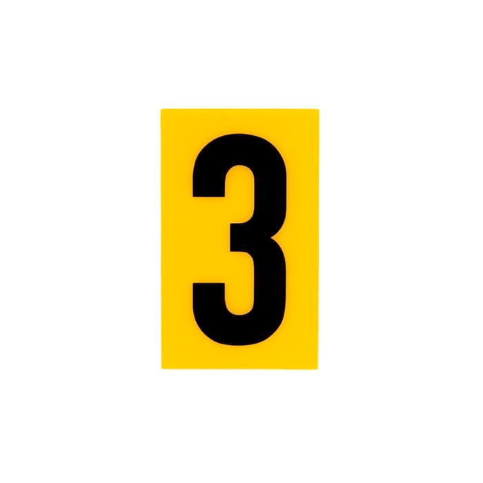 Sandleford 60 x 35mm 3 Yellow Cut Out Self Adhesive Numeral
